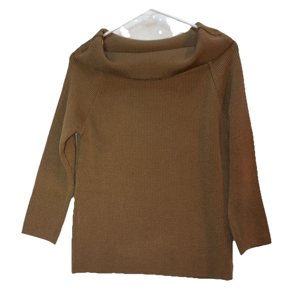 Newport News Jeanology Collection Women’s Sweater XL Tan Cowl Neck Stretch